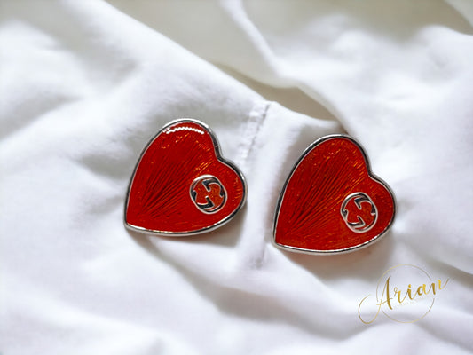 Aretes Gucci Corazones Rojos GG